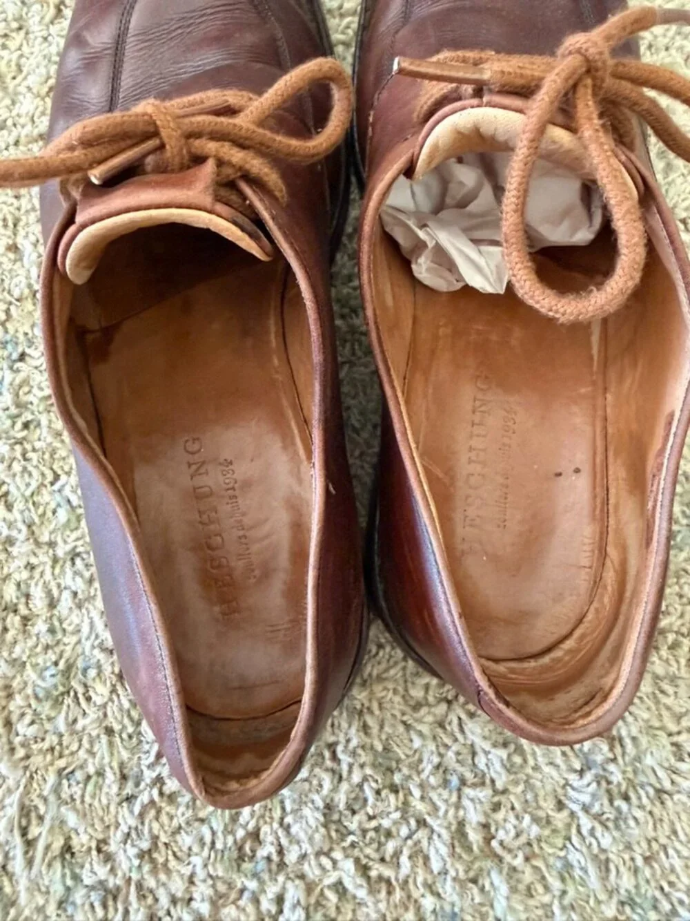 Heschung Derby Split Toe Dress Shoes Men's Brown Leather Sz 9.5 Norwegian Welt